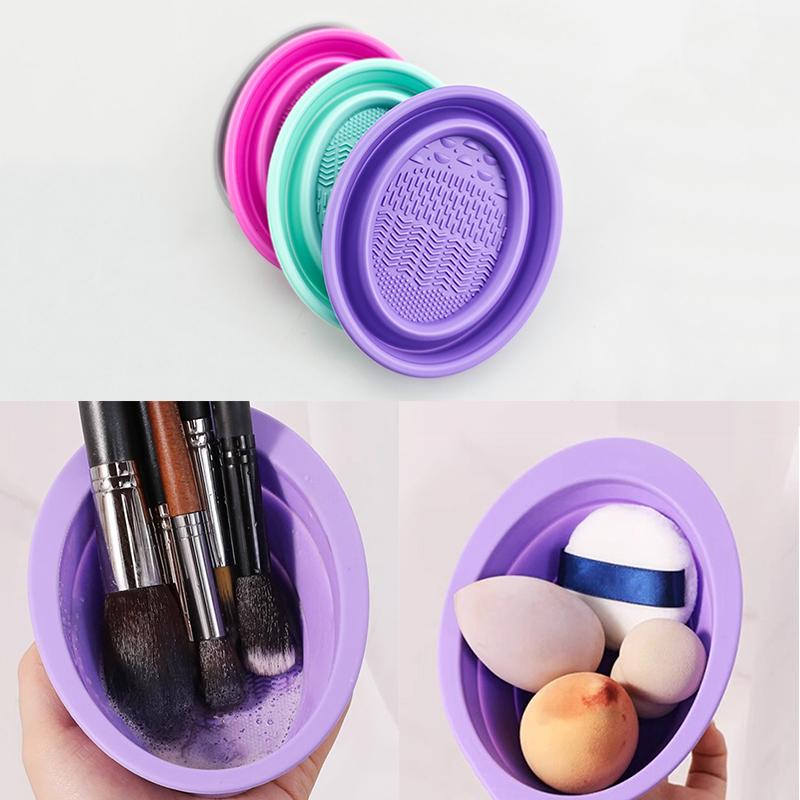 Blush Brush Kabuki - Soft Silicone Makeup Brush Cleaner Folding