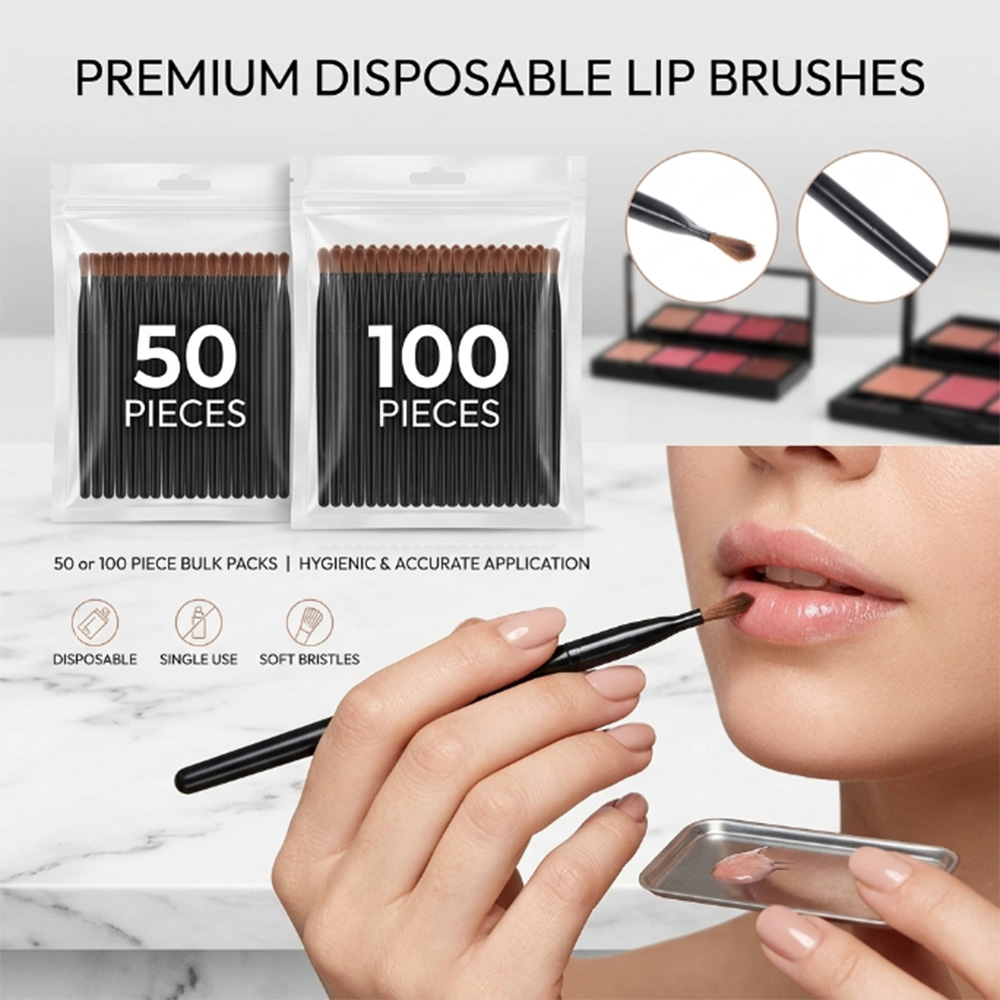 Beauty For Makeup - 50/100pcs Disposable Lip Brush Set Lipstick