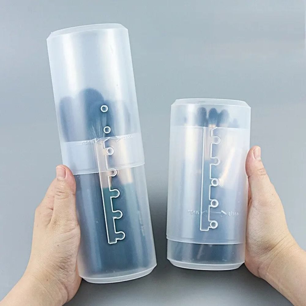 Beauty Makeup Box - Transparent Makeup Brush Holder Adjustable Height