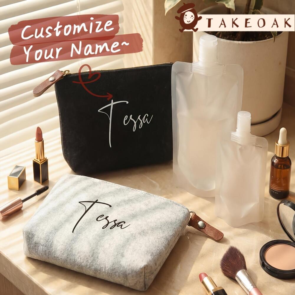 Beauty Makeup Names - Personalized Custom Name Velvet Cosmetic Bag