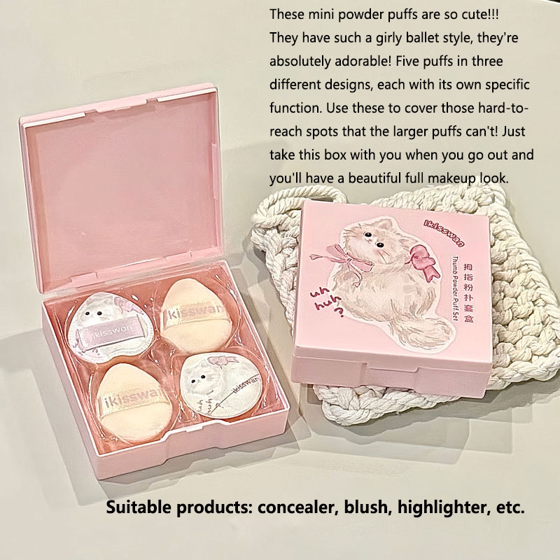 5Pcs Cute Mini Finger Puff Set - огляд і ціна Beauty Makeup Box