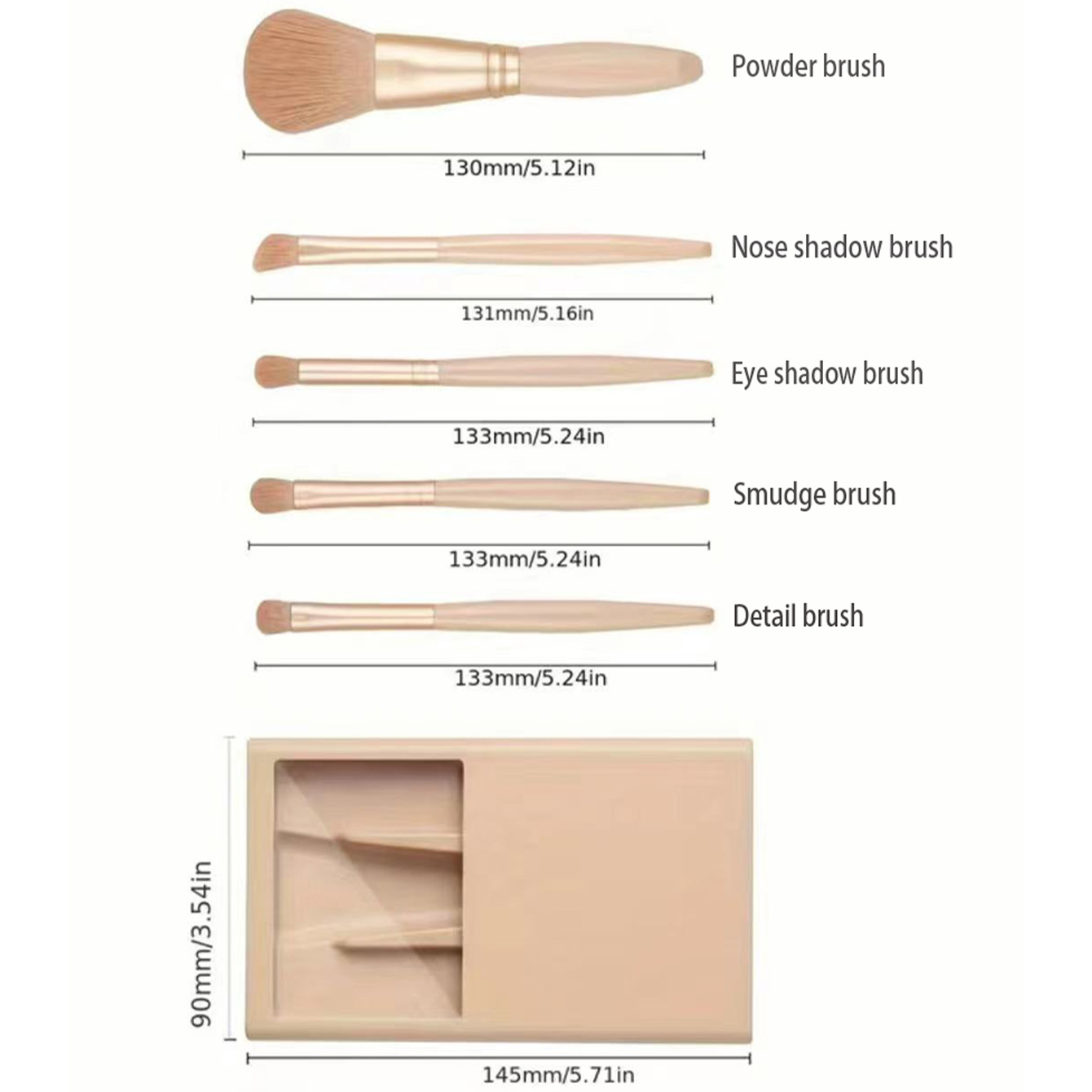 5pcs Cosmetic Brush Kit With M - огляд і ціна Beauty Makeup Kit Box